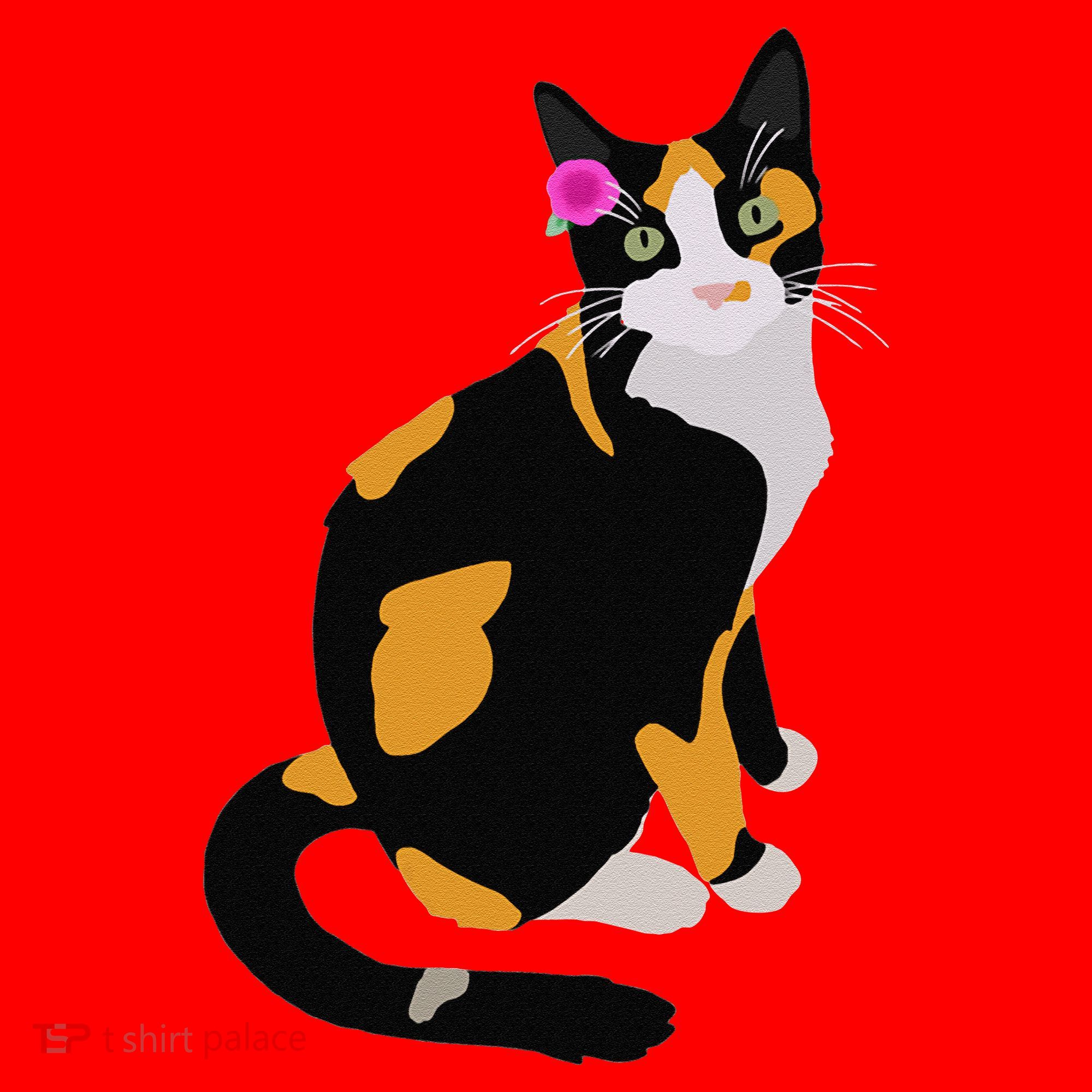 Calico Cat With Pink Flower, Calico Mom, Cat Lover Santa Hat