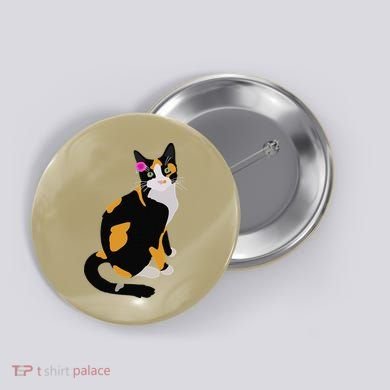 Calico Cat With Pink Flower, Calico Mom, Cat Lover Button