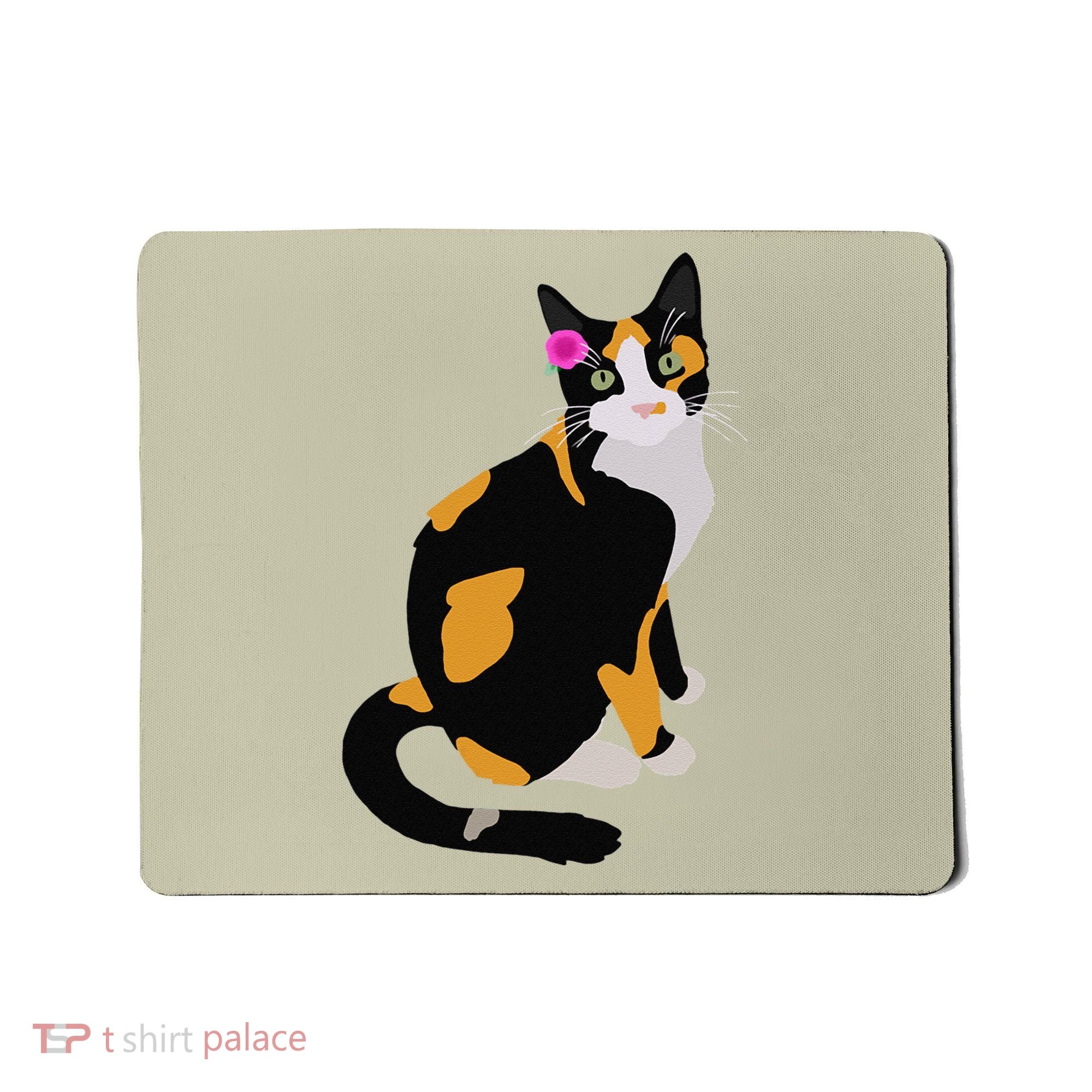 Calico Cat With Pink Flower, Calico Mom, Cat Lover Mousepad