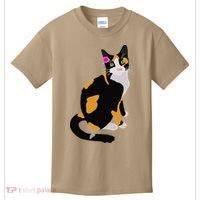 Calico Cat With Pink Flower, Calico Mom, Cat Lover Kids T-Shirt thumb 0