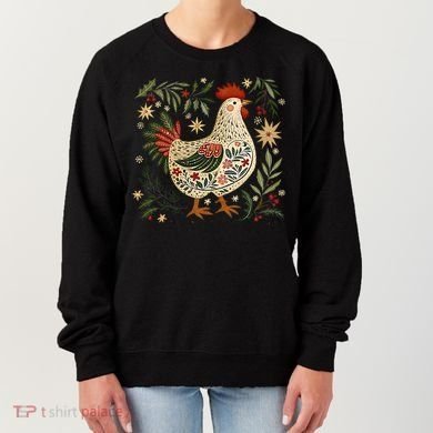 Christmas Chicken Western Floral Women's Sweatshirt