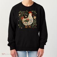 Christmas Chicken Western Floral Women's Sweatshirt thumb 0