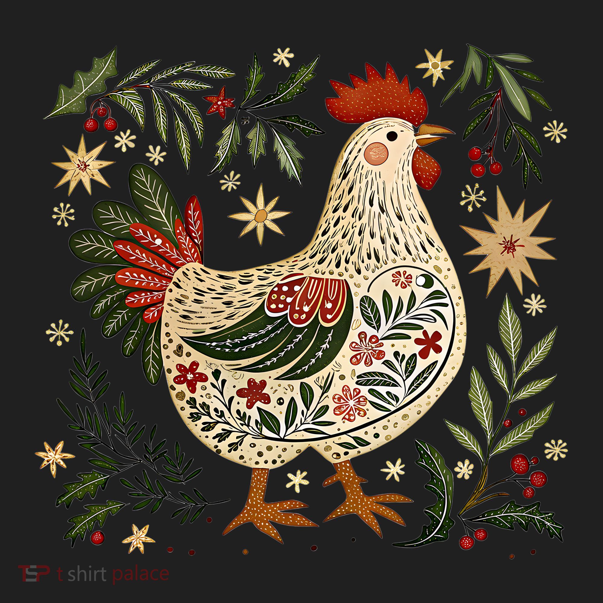 Christmas Chicken Western Floral Women's Sweatshirt