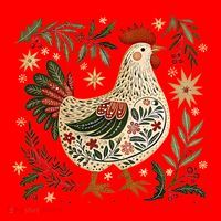 Christmas Chicken Western Floral Santa Hat thumb 1