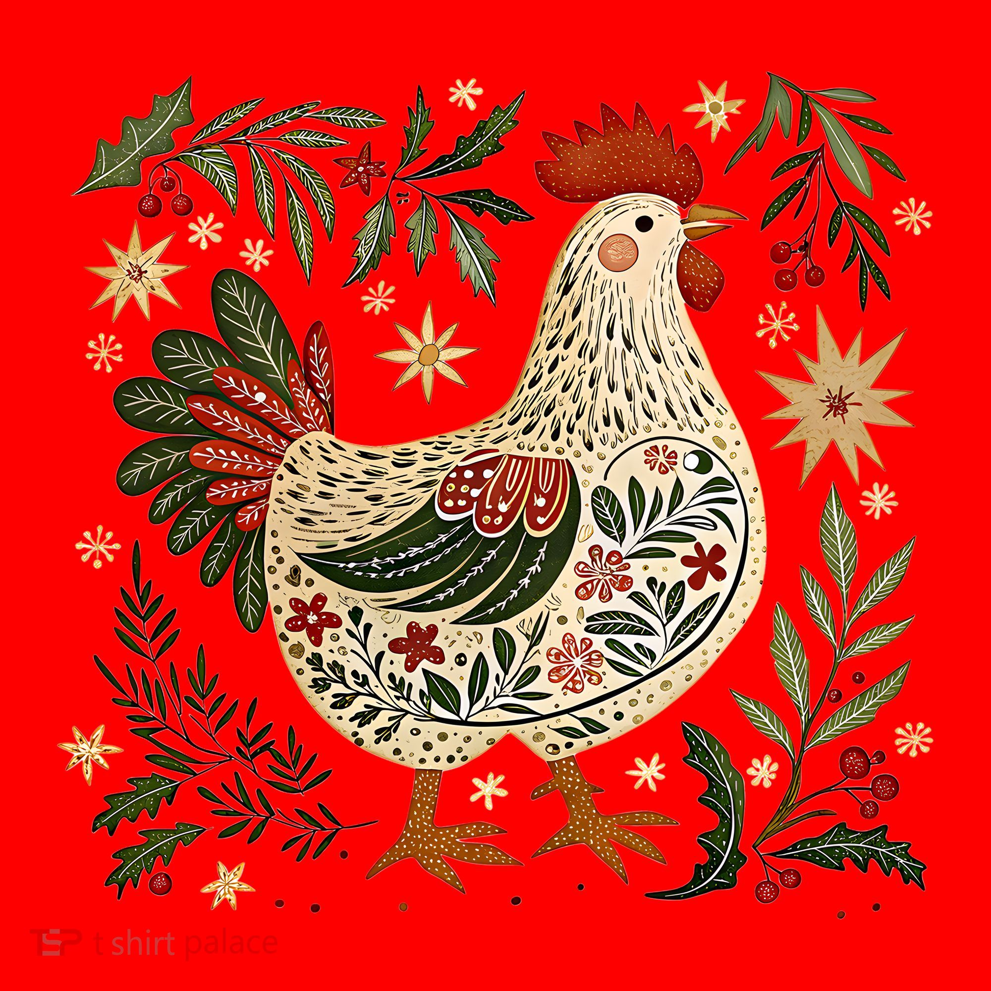 Christmas Chicken Western Floral Santa Hat