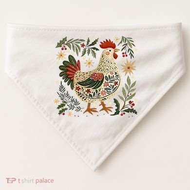 Christmas Chicken Western Floral USA-Made Doggie Bandana