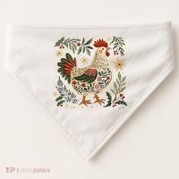 Christmas Chicken Western Floral USA-Made Doggie Bandana thumb 0