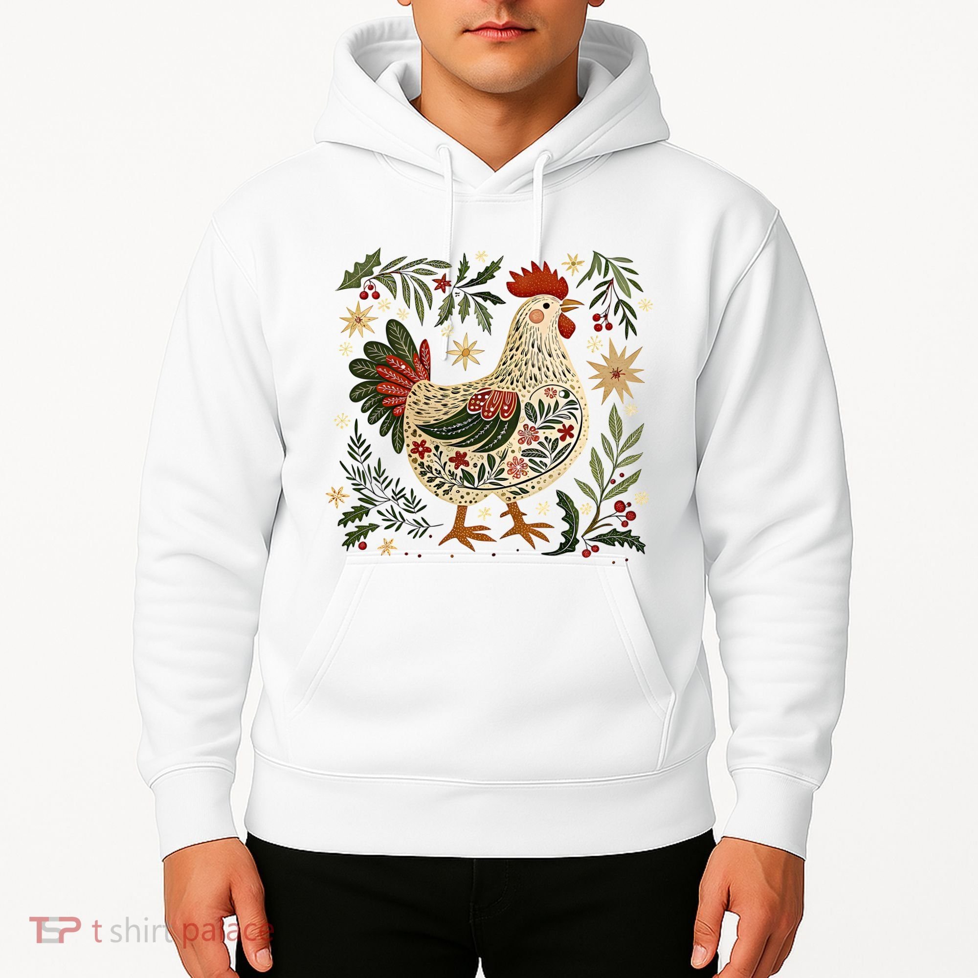 Christmas Chicken Western Floral Hoodie