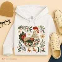 Christmas Chicken Western Floral Hoodie thumb 4