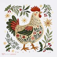 Christmas Chicken Western Floral Hoodie thumb 7