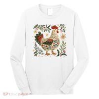 Christmas Chicken Western Floral Long Sleeve Shirt thumb 0