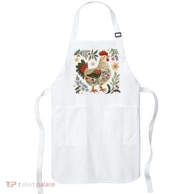 Christmas Chicken Western Floral Apron