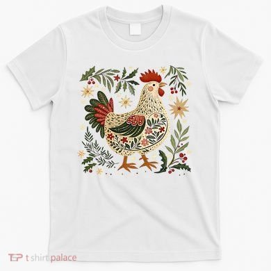 Christmas Chicken Western Floral T-Shirt