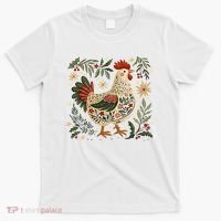 Christmas Chicken Western Floral T-Shirt thumb 0