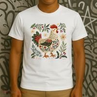 Christmas Chicken Western Floral T-Shirt thumb 3