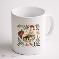 Christmas Chicken Western Floral Coffee Mug thumb 1