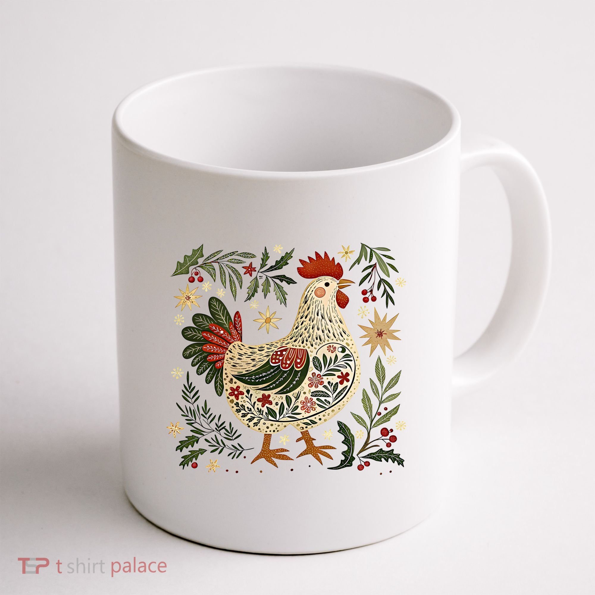 Christmas Chicken Western Floral Coffee Mug