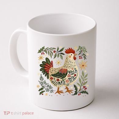 Christmas Chicken Western Floral Coffee Mug