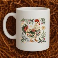 Christmas Chicken Western Floral Coffee Mug thumb 2