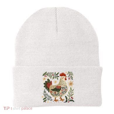 Christmas Chicken Western Floral Beanie