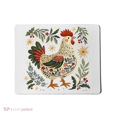 Christmas Chicken Western Floral Mousepad