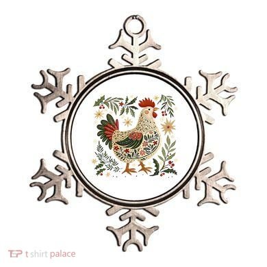 Christmas Chicken Western Floral Ornament