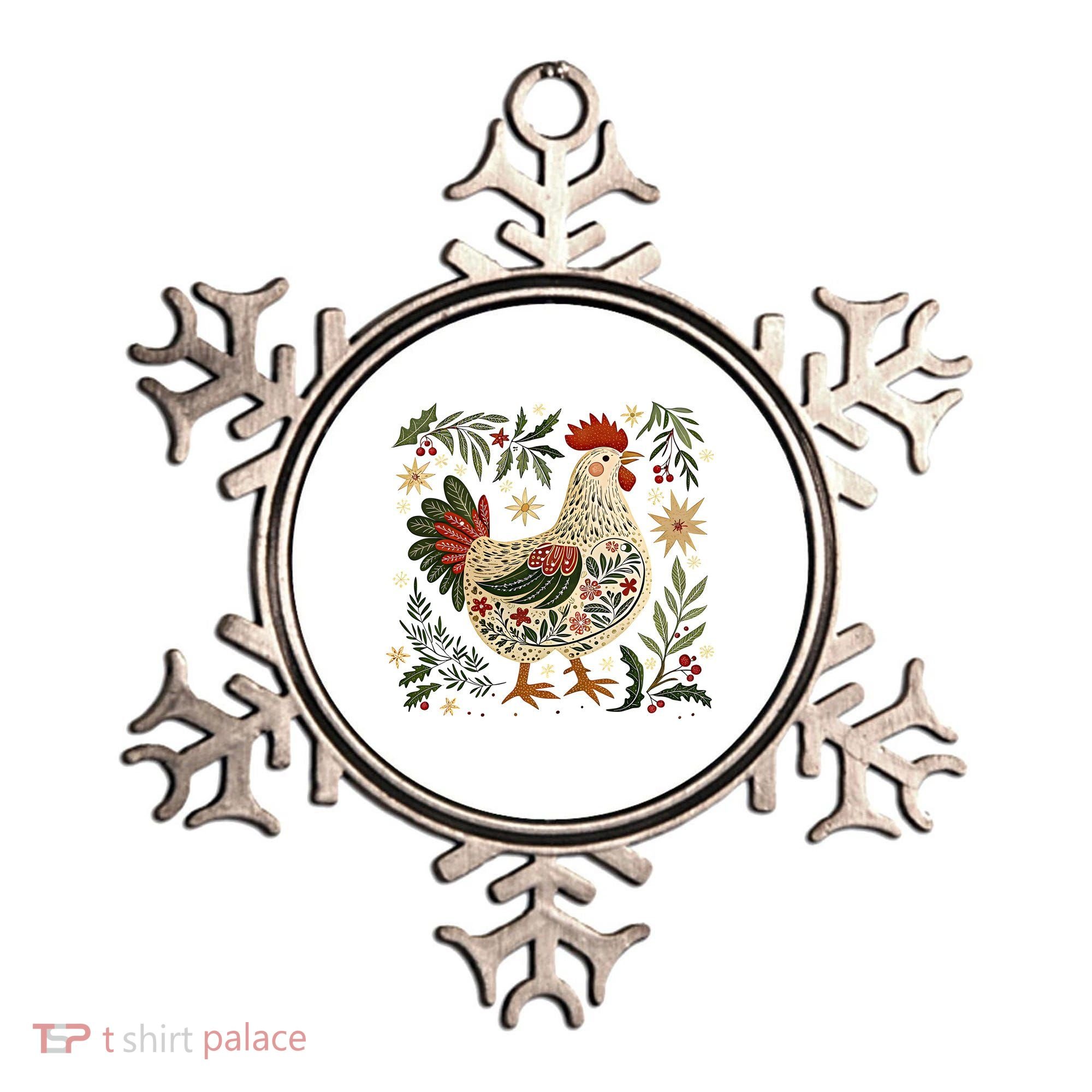 Christmas Chicken Western Floral Ornament