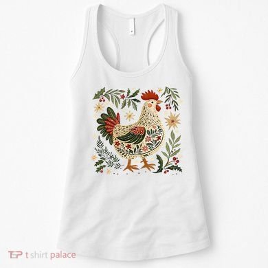 Christmas Chicken Western Floral Women's Tank Top