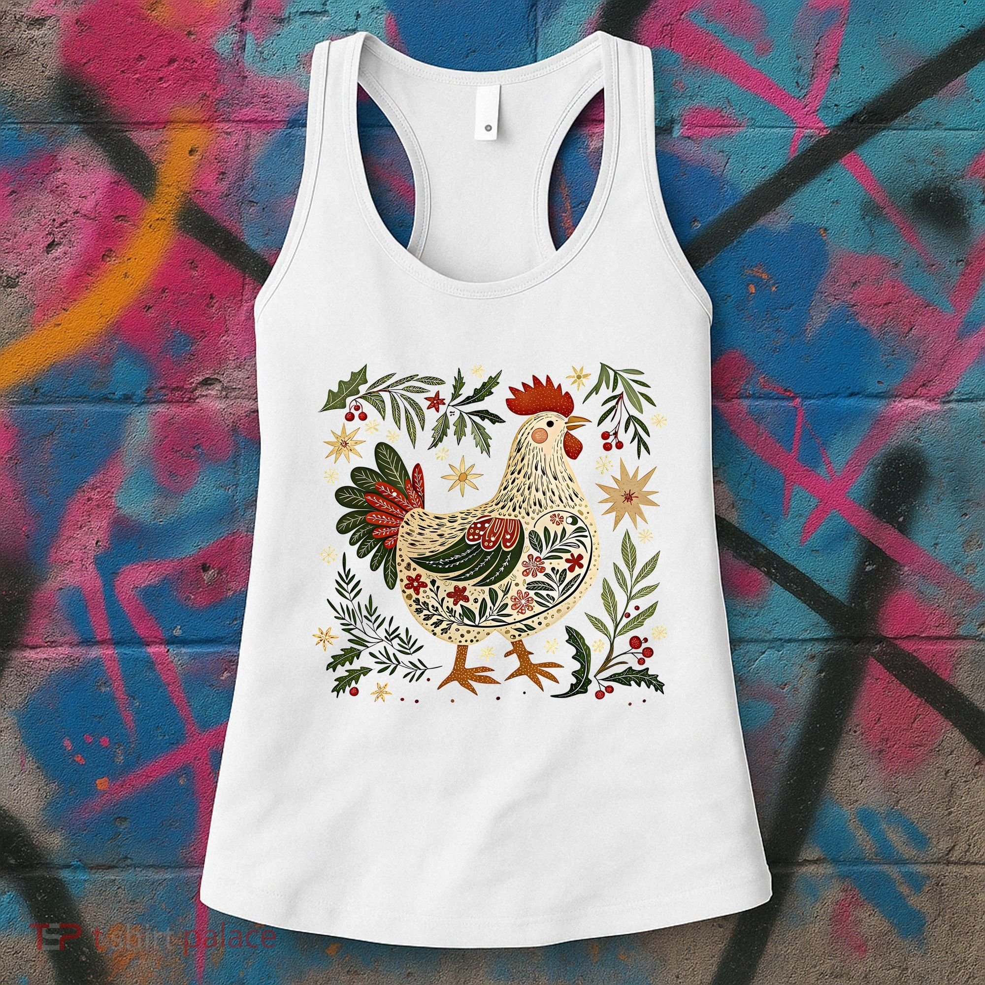 Christmas Chicken Western Floral Women's Tank Top