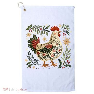 Christmas Chicken Western Floral Golf Towel