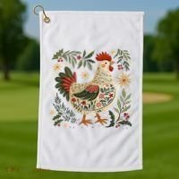 Christmas Chicken Western Floral Golf Towel thumb 1