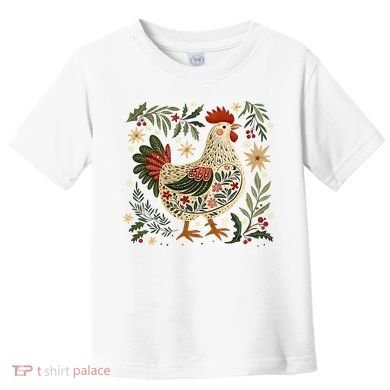 Christmas Chicken Western Floral Toddler T-Shirt