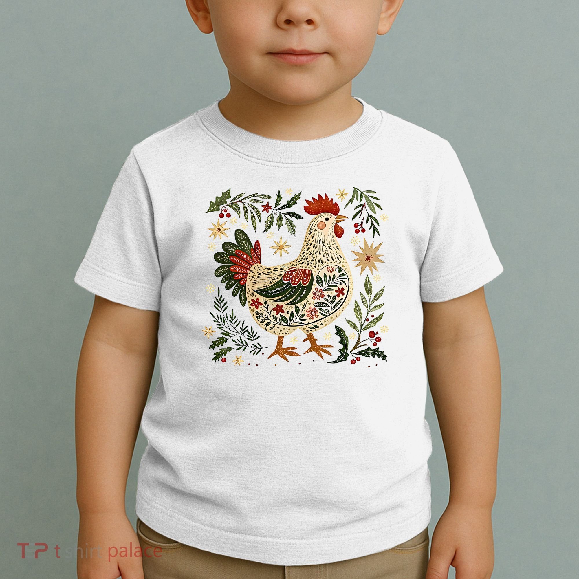 Christmas Chicken Western Floral Toddler T-Shirt
