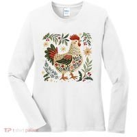 Christmas Chicken Western Floral Women's Long Sleeve Shirt thumb 0
