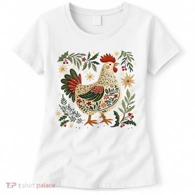 Christmas Chicken Western Floral Women's T-Shirt