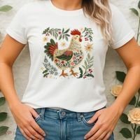 Christmas Chicken Western Floral Women's T-Shirt thumb 2