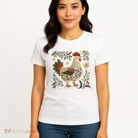 Christmas Chicken Western Floral Women's T-Shirt thumb 4