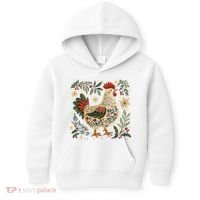 Christmas Chicken Western Floral Kids Hoodie thumb 0