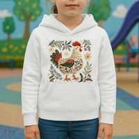 Christmas Chicken Western Floral Kids Hoodie thumb 3