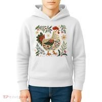 Christmas Chicken Western Floral Kids Hoodie thumb 4