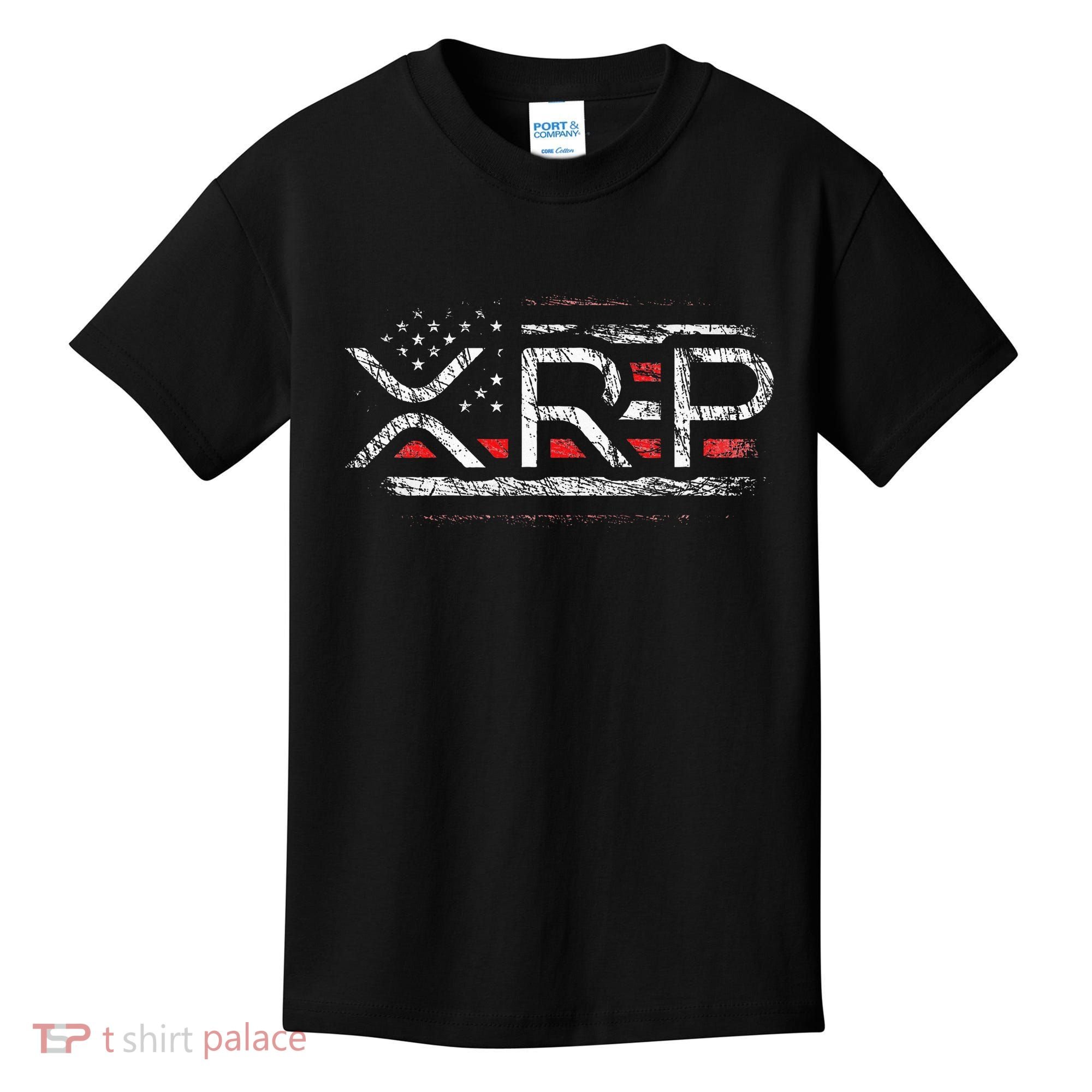 Crypto Currency Xrp Cryptocurrency American Flag Xrp Kids T-Shirt
