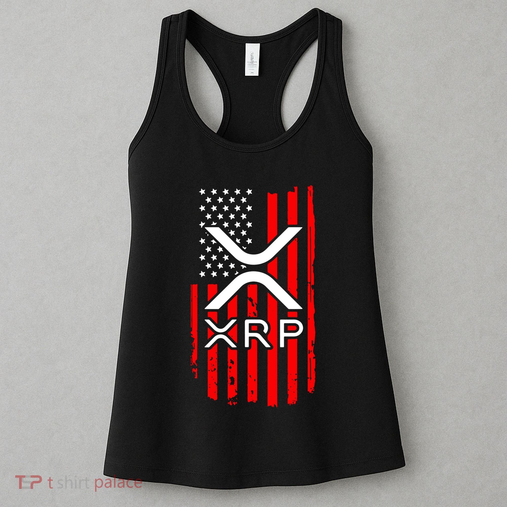 Crypto Currency Xrp Ripple Internet Money American Flag Women's Tank Top