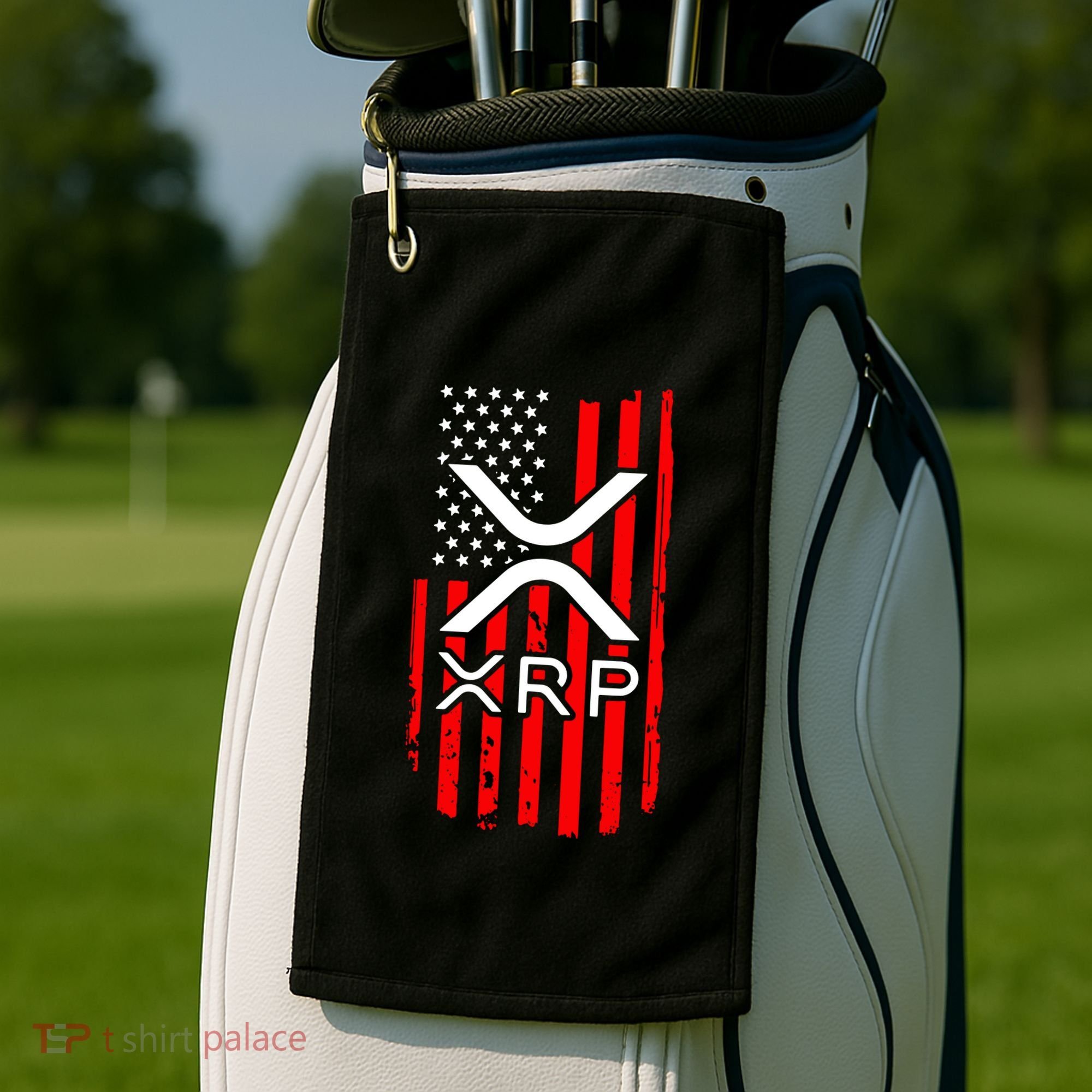 Crypto Currency Xrp Ripple Internet Money American Flag Golf Towel