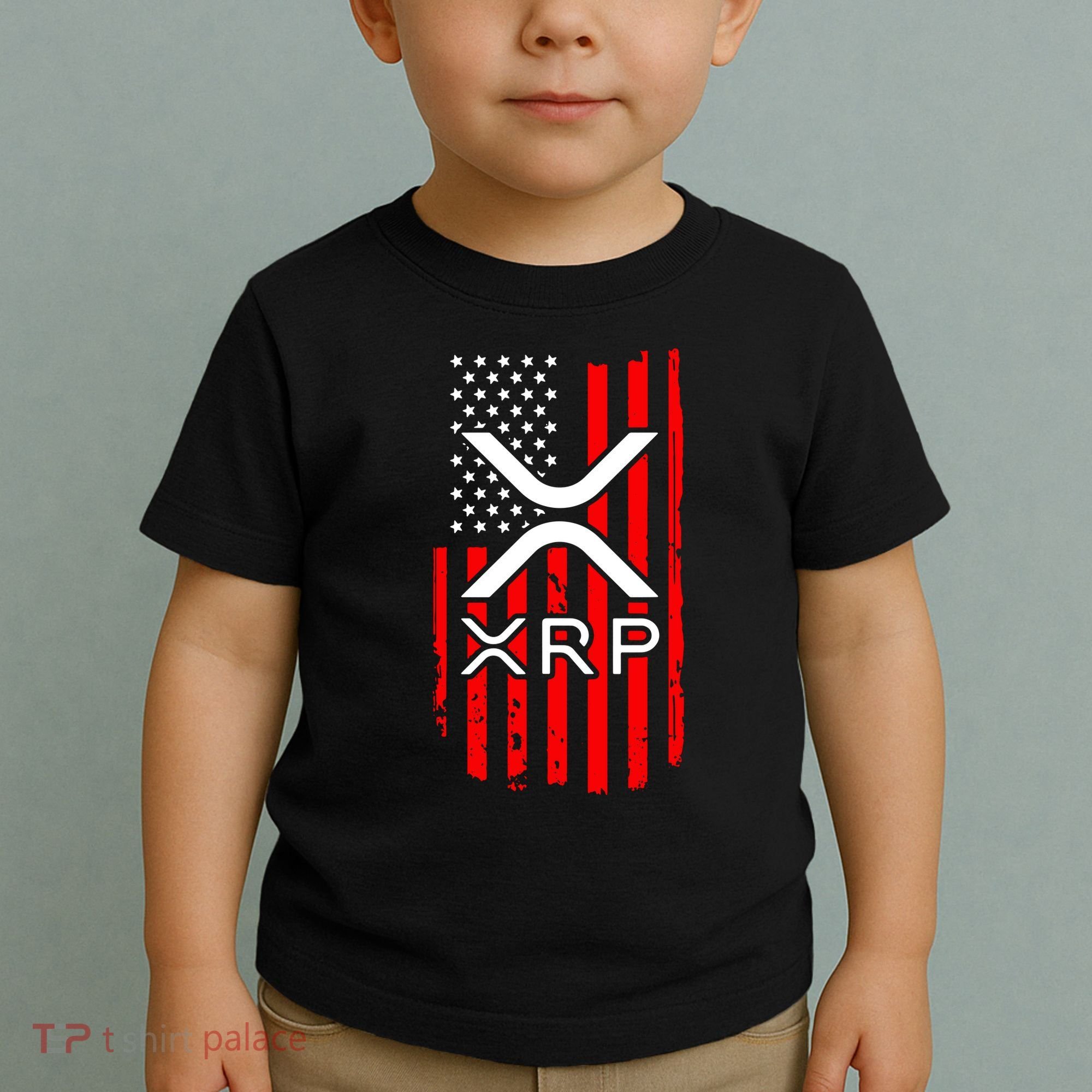 Crypto Currency Xrp Ripple Internet Money American Flag Toddler T-Shirt