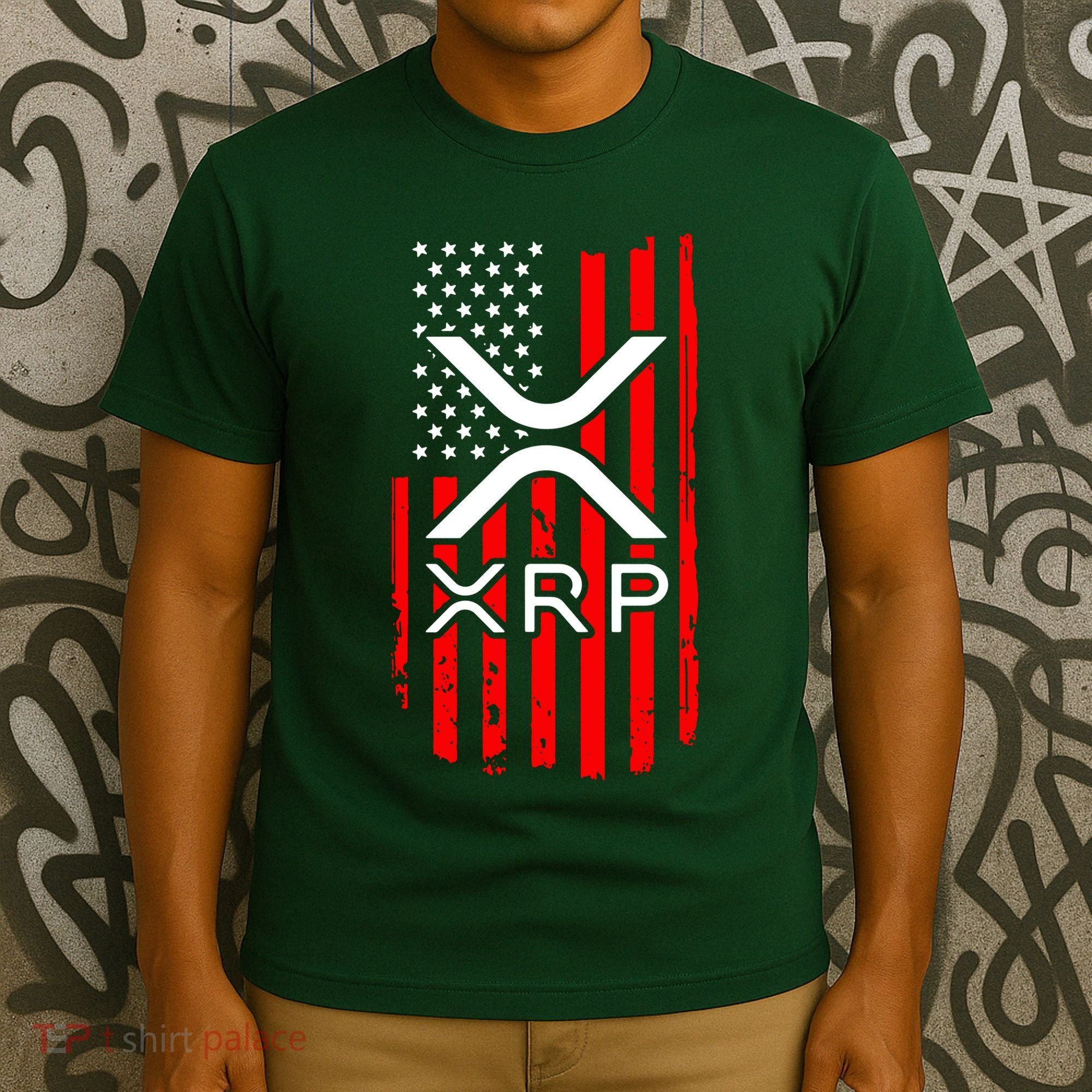 Crypto Currency Xrp Ripple Internet Money American Flag T-Shirt