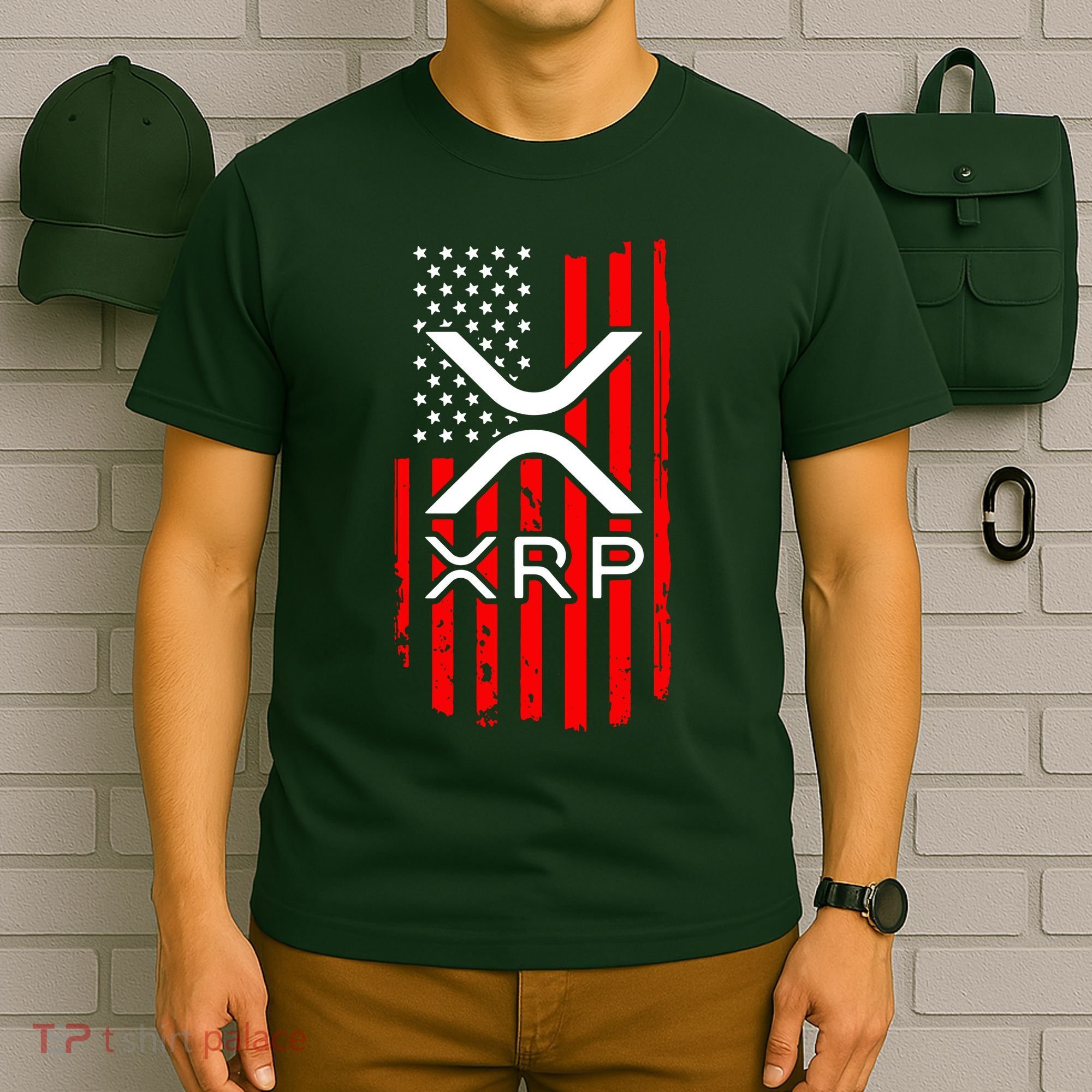 Crypto Currency Xrp Ripple Internet Money American Flag T-Shirt