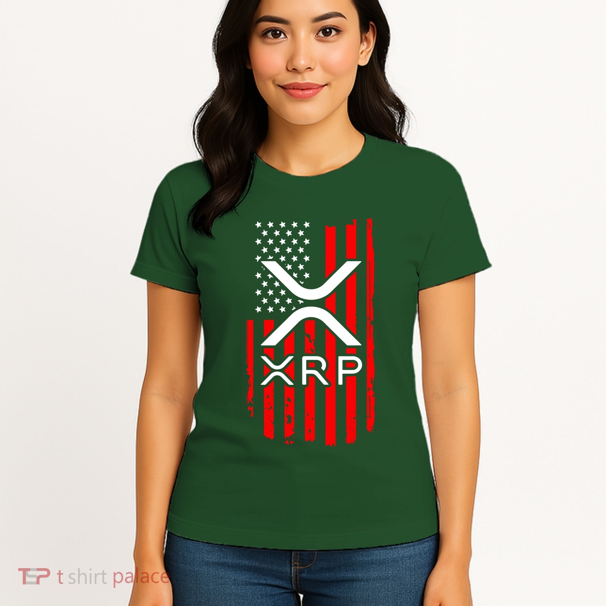 Crypto Currency Xrp Ripple Internet Money American Flag Women's T-Shirt