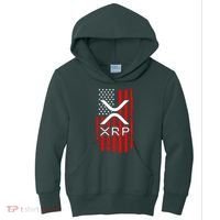 Crypto Currency Xrp Ripple Internet Money American Flag Kids Hoodie thumb 0