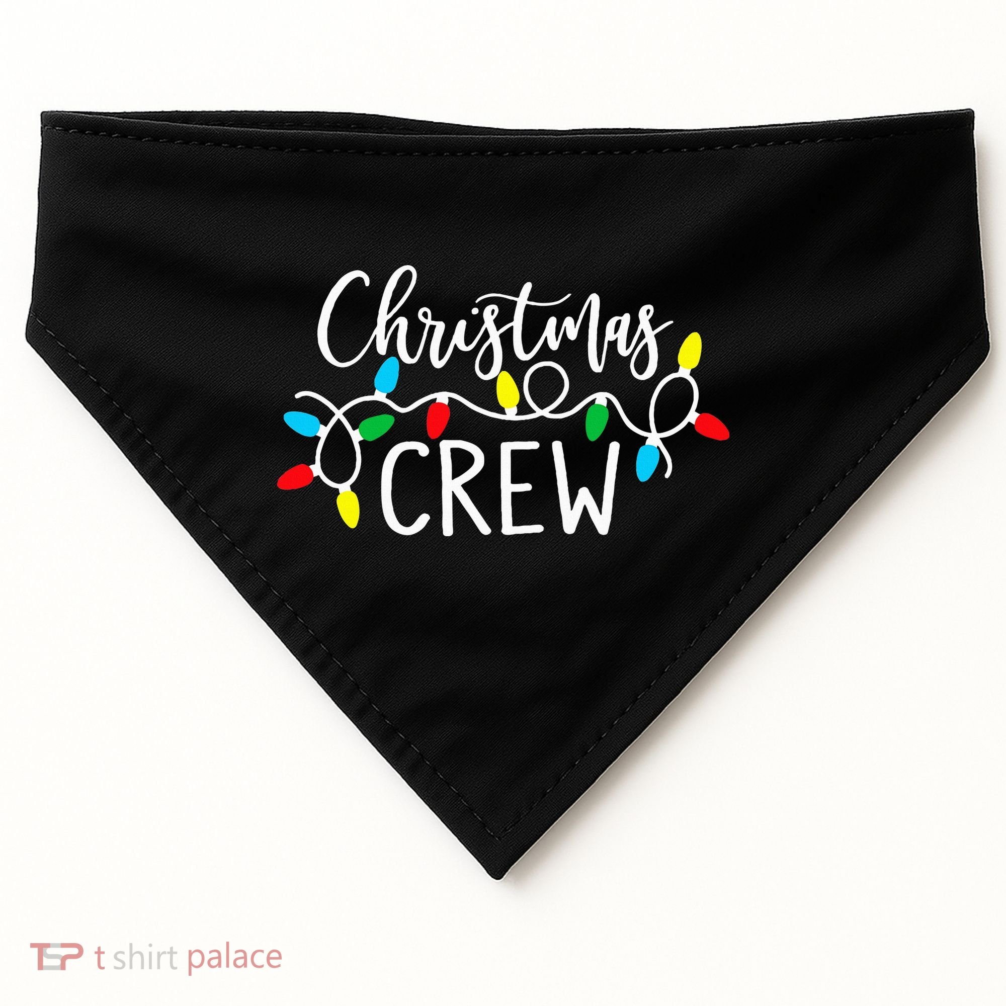 Christmas Crew Xmas Lights Pajama Happy Holiday USA-Made Doggie Bandana