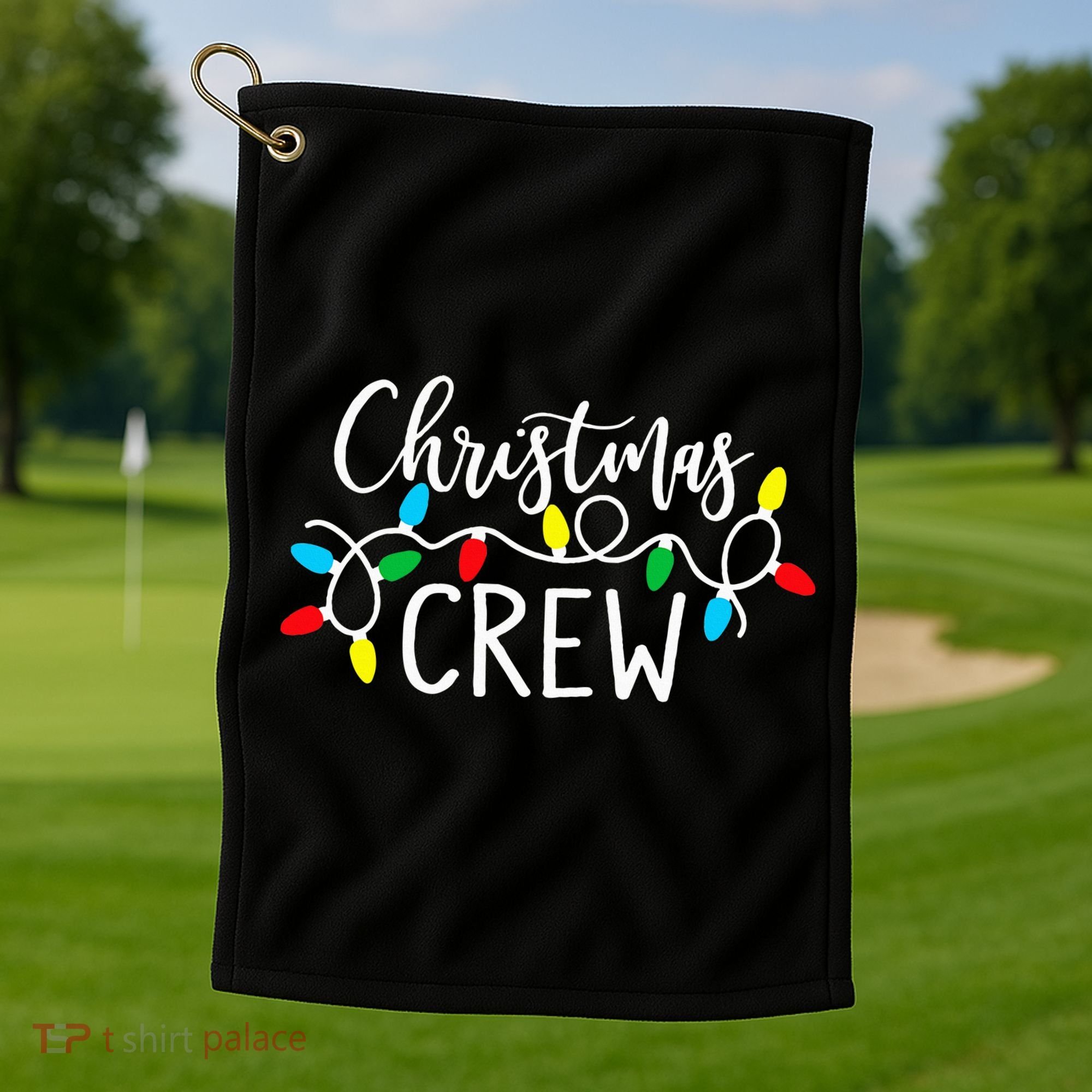 Christmas Crew Xmas Lights Pajama Happy Holiday Golf Towel